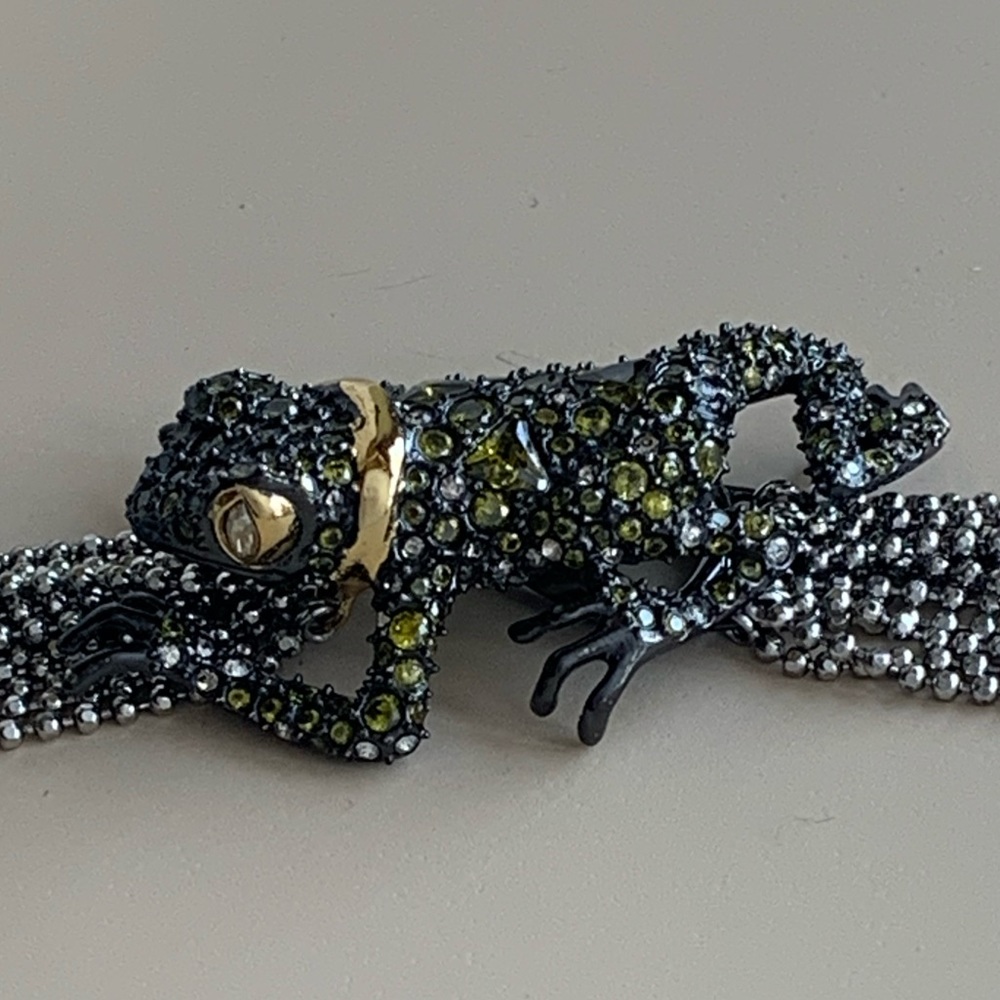 Alexis Bittar Asymmetrical Crystal Frog Draped Multi Strand Ball Chain Necklace - Picture 14 of 14
